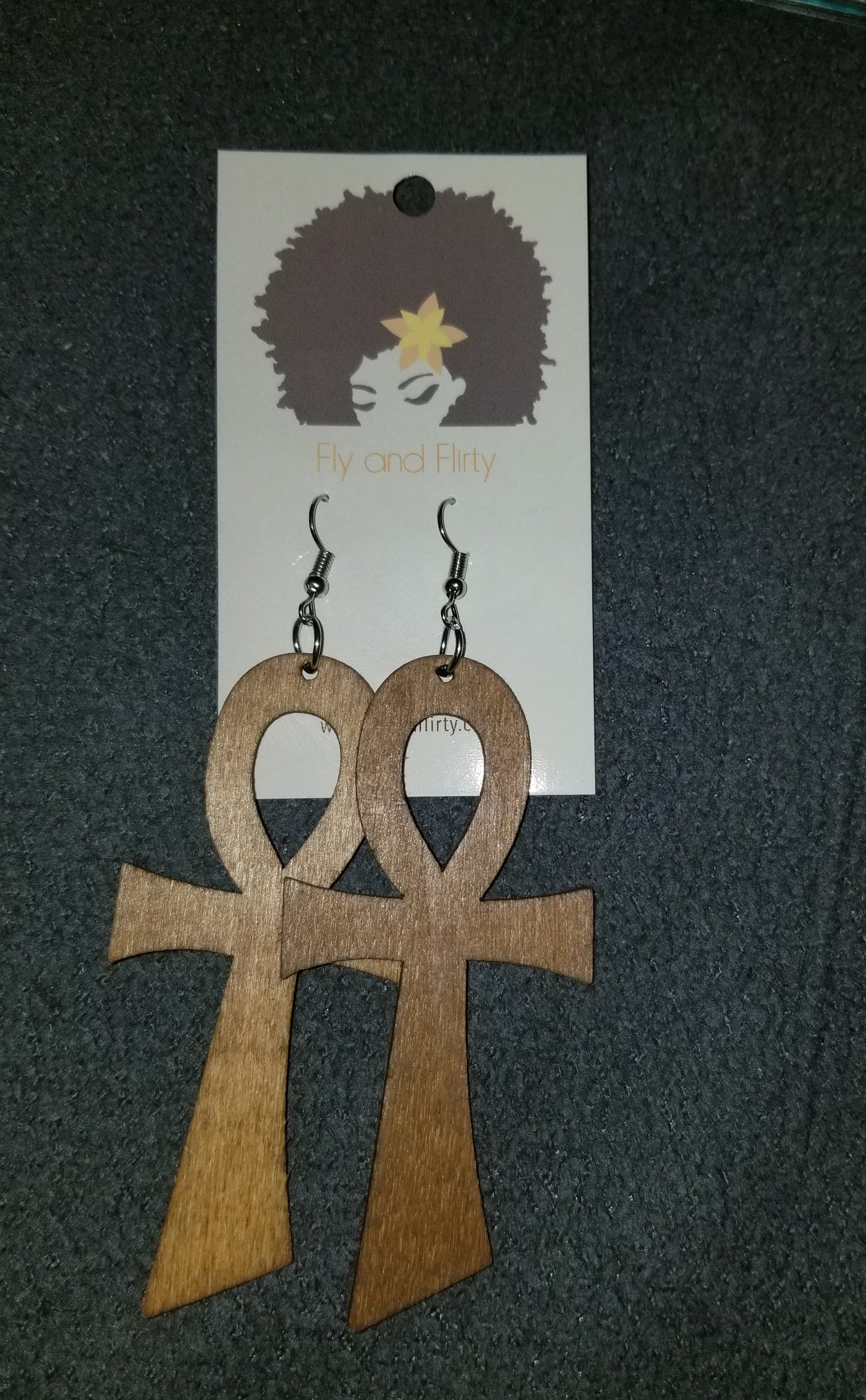 Ankh Wood Earrings - Fly and Flirty