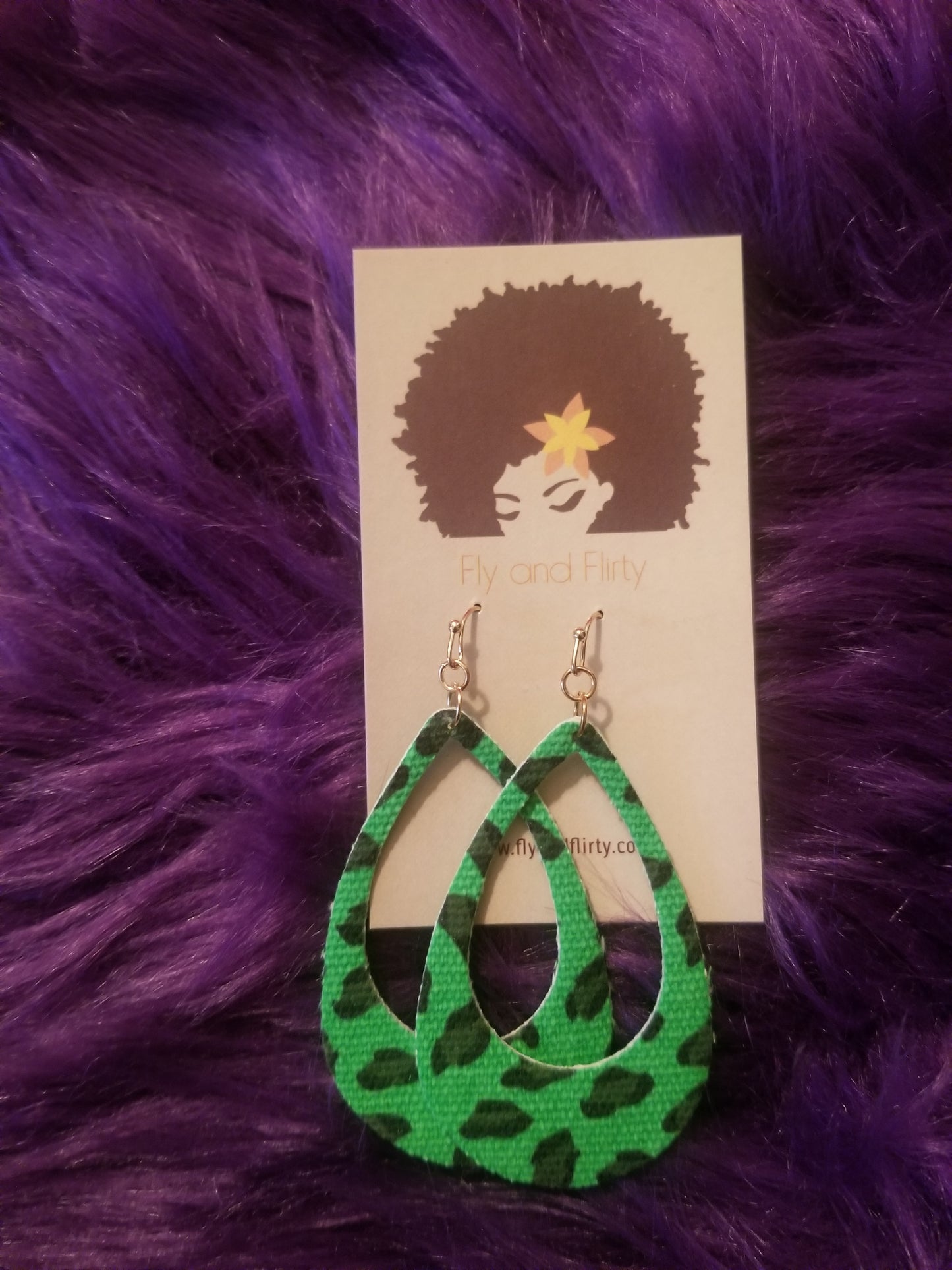 Neon Faux Leather Animal Print Earrings