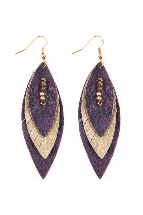 Faux Leather Feather Earrings
