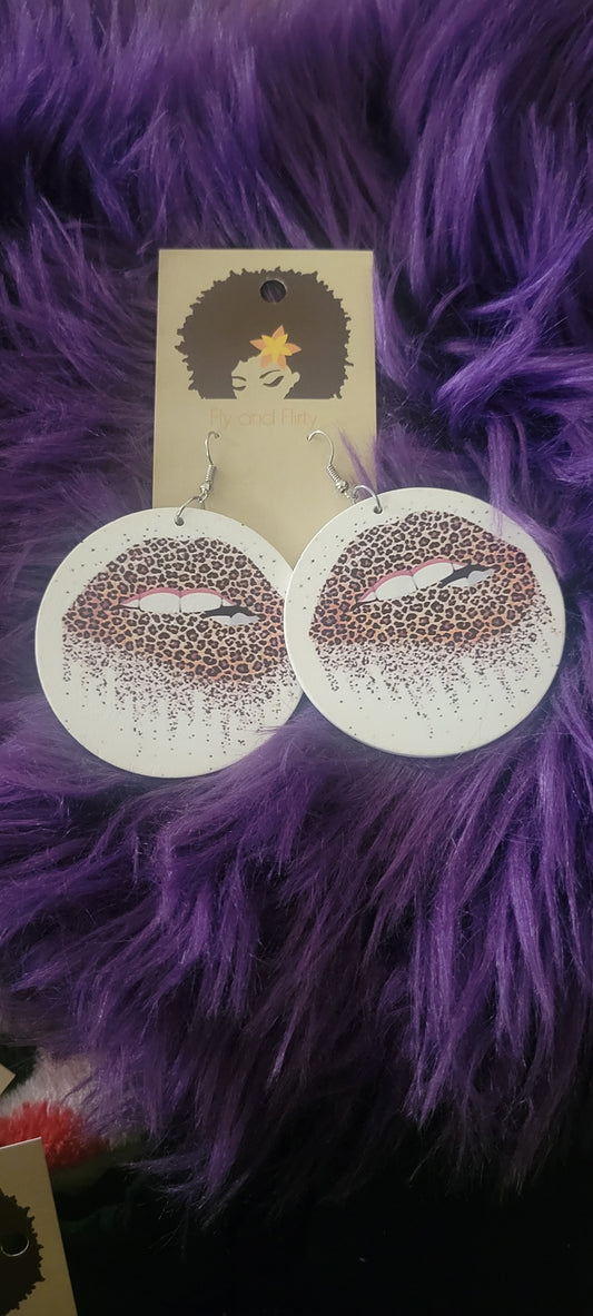 Animal Print Lip Earrings