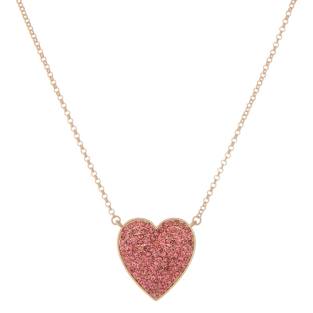 Rhinestone Heart Pendant Necklace