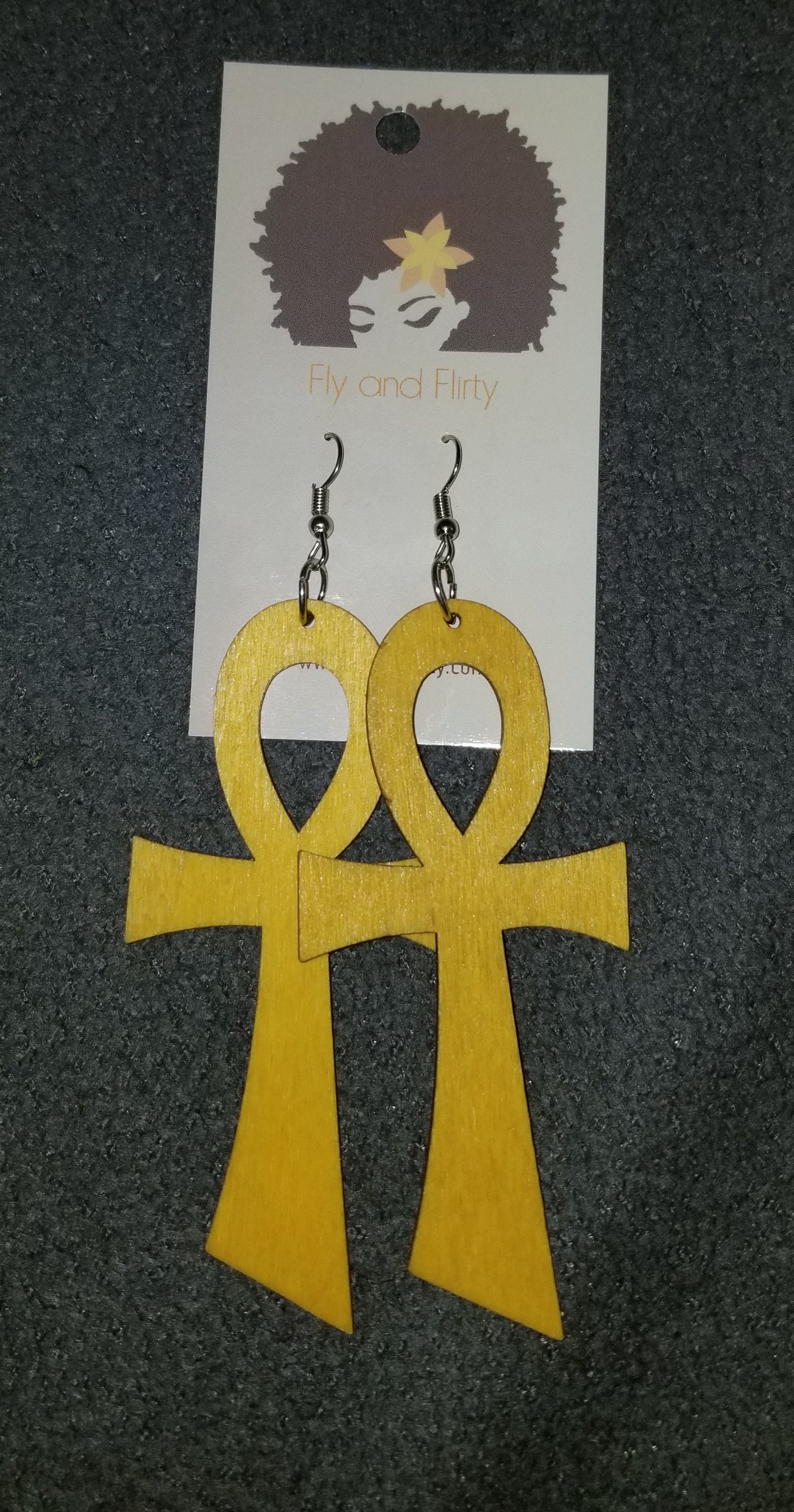 Ankh Wood Earrings - Fly and Flirty