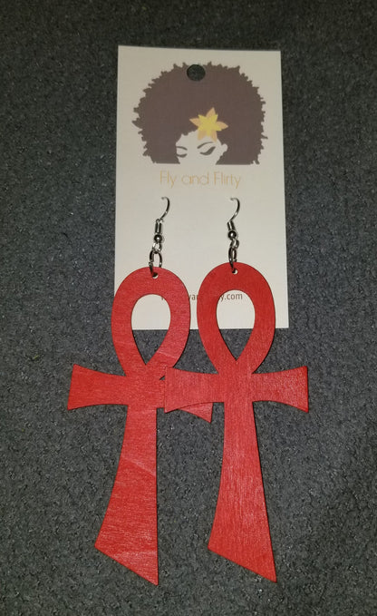 Ankh Wood Earrings - Fly and Flirty