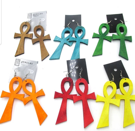 Ankh Wood Earrings - Fly and Flirty