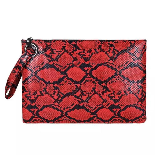Snake Skin Print Wristlet Clutch