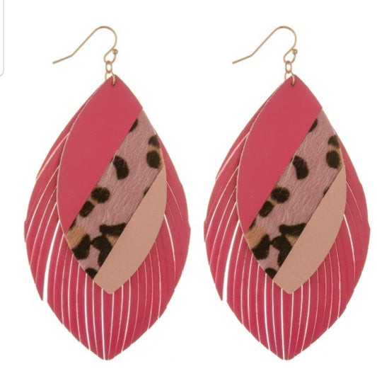 Leopard Print Fringe Earrings