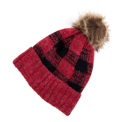 Buffalo Checker Beanie With Pom